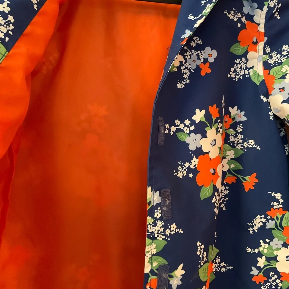 Gymboree Blue Floral Raincoat, Size L.